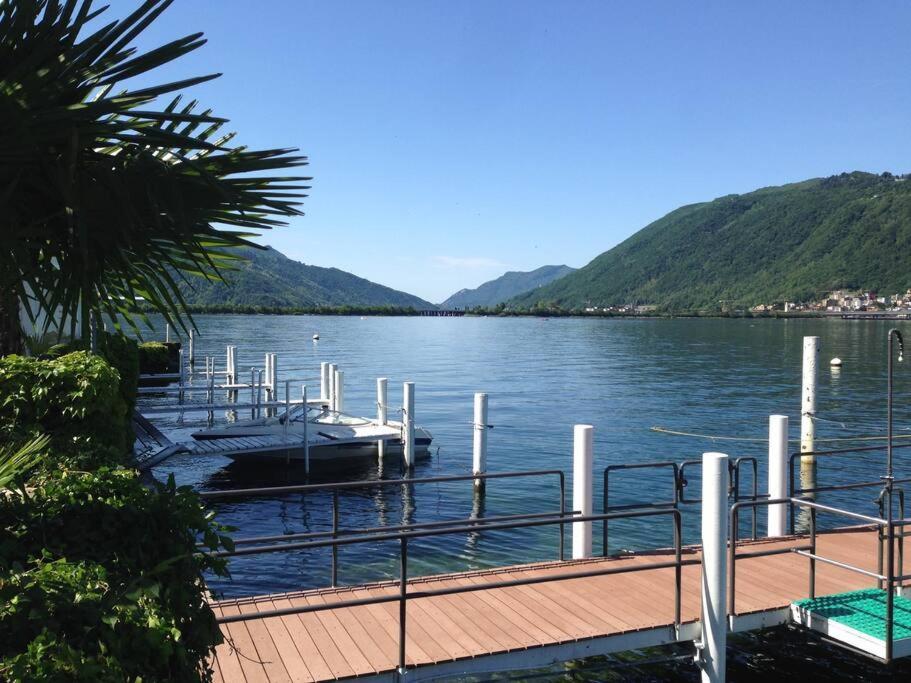 Luganersee, Pool, Strand, Parkplatz, Suite Биссоне Экстерьер фото