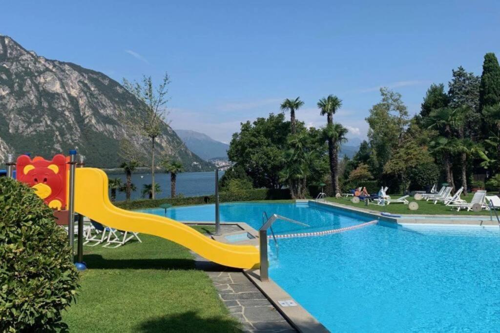 Luganersee, Pool, Strand, Parkplatz, Suite Биссоне Экстерьер фото